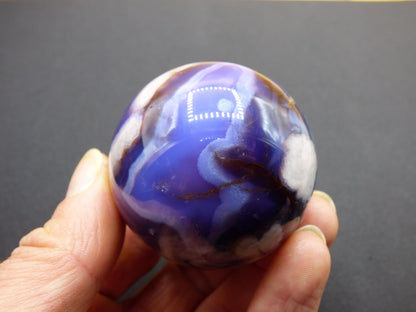Blumen Achat blau Flower Blossom A- Edelstein Kugel Deko Kristall Sphere Meditation Heilstein Natur Geschenk Er Sie Mann Frau Selten Rarität