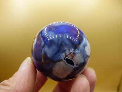 Blumen Achat blau Flower Blossom A- Edelstein Kugel Deko Kristall Sphere Meditation Heilstein Natur Geschenk Er Sie Mann Frau Selten Rarität