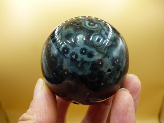 8 Adern Ocean Jaspis Orbicular grün - Edelstein Kugel Natur Heilstein Deko Kristall Geschenk Er Sie Mann Frau Haus Wohnung Energie Selten