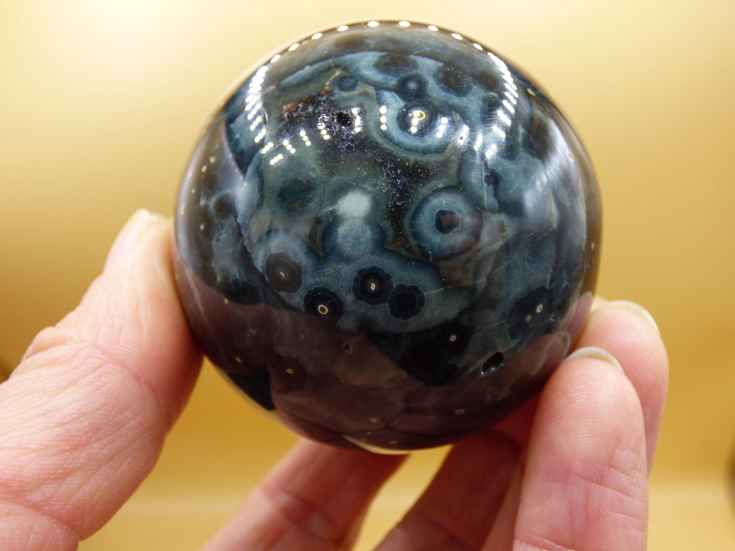 8 Adern Ocean Jaspis Orbicular grün - Edelstein Kugel Natur Heilstein Deko Kristall Geschenk Er Sie Mann Frau Haus Wohnung Energie Selten