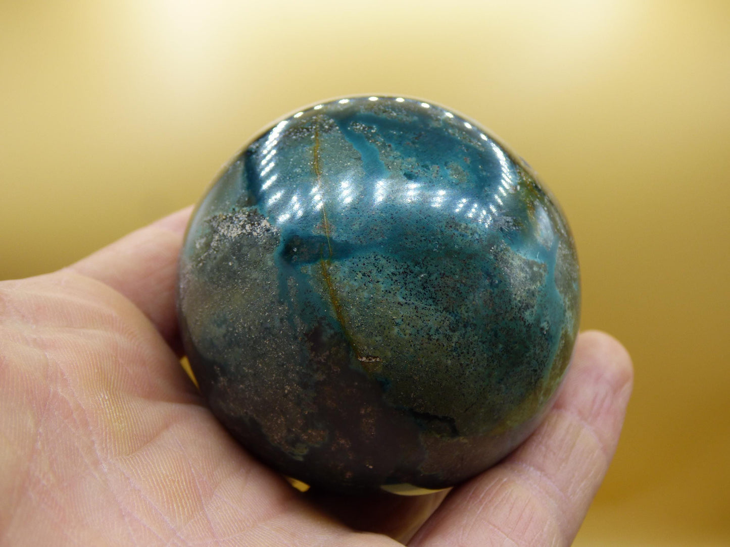 Ocean Jaspis blau grün - Edelstein Kugel Natur Heilstein Deko Kristall Geschenk Er Sie Mann Frau Haus Wohnung Energie Selten