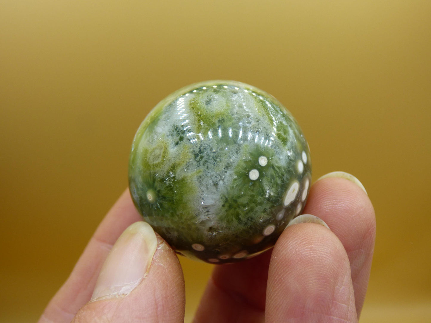 8 Adern Ocean Jaspis Orbicular weiß grün Edelstein Kugel Natur Heilstein Deko Kristall Geschenk Er Sie Mann Frau Haus Wohnung Energie Selten