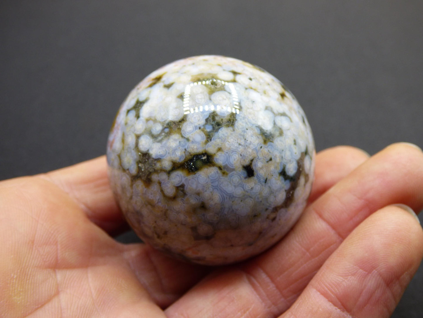 8 Adern Ocean Jaspis Orbicular - Edelstein Kugel Natur Heilstein Deko Kristall Geschenk Er Sie Mann Frau Haus Wohnung Energie Selten