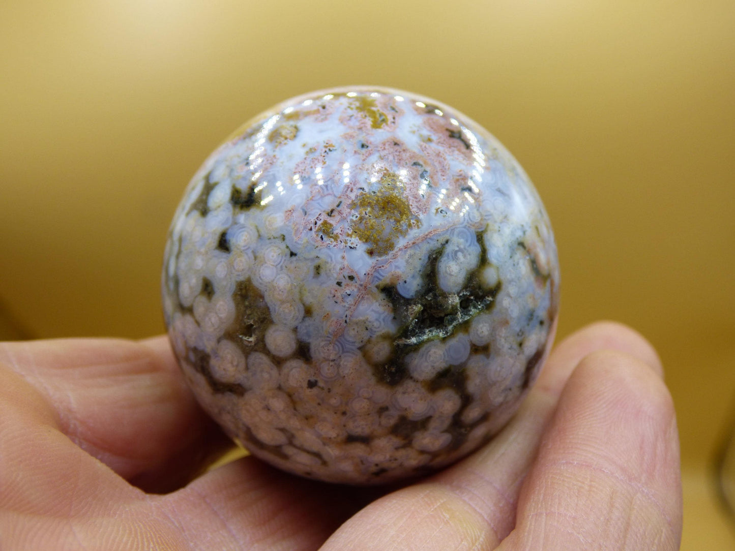 8 Adern Ocean Jaspis Orbicular - Edelstein Kugel Natur Heilstein Deko Kristall Geschenk Er Sie Mann Frau Haus Wohnung Energie Selten