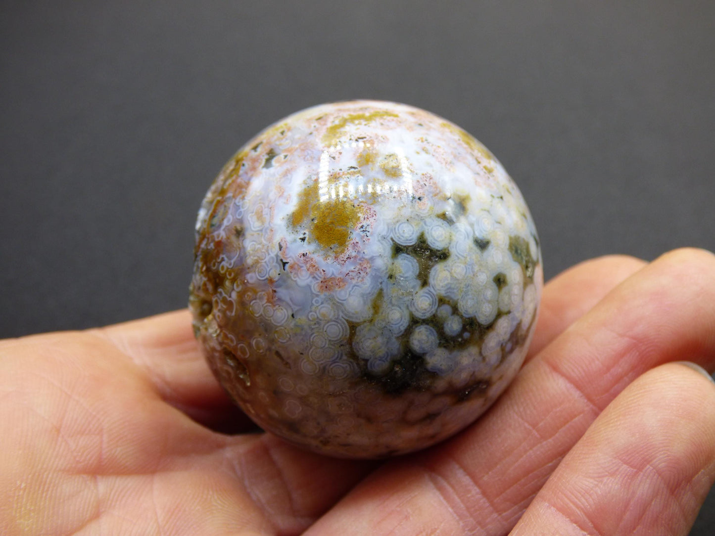 8 Adern Ocean Jaspis Orbicular - Edelstein Kugel Natur Heilstein Deko Kristall Geschenk Er Sie Mann Frau Haus Wohnung Energie Selten