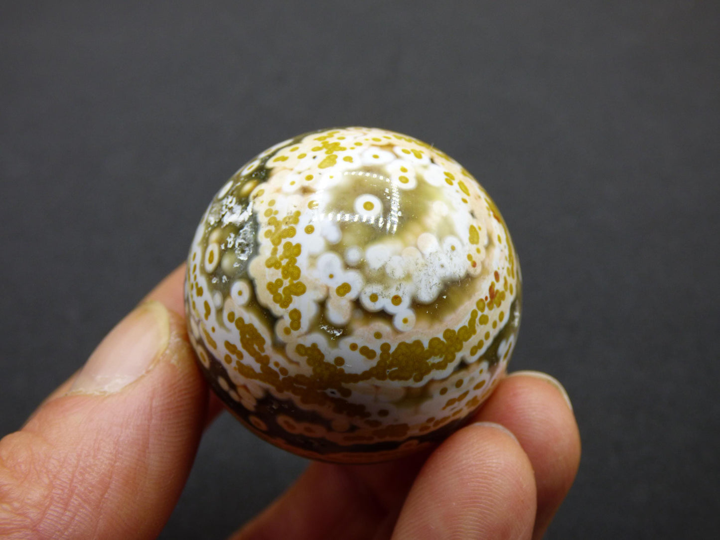 8 Adern Ocean Jaspis Orbicular grün gelb Edelstein Kugel Rarität Natur Heilstein Deko Kristall Geschenk Er Sie Mann Frau Haus Energie Selten