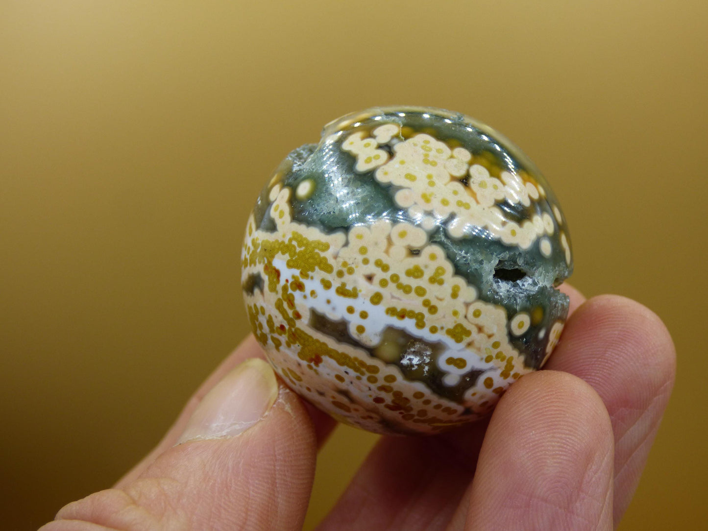 8 Adern Ocean Jaspis Orbicular grün gelb Edelstein Kugel Rarität Natur Heilstein Deko Kristall Geschenk Er Sie Mann Frau Haus Energie Selten
