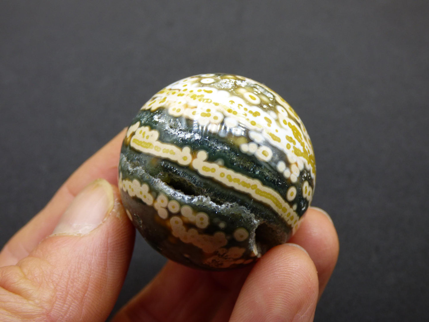 8 Adern Ocean Jaspis Orbicular grün gelb Edelstein Kugel Rarität Natur Heilstein Deko Kristall Geschenk Er Sie Mann Frau Haus Energie Selten