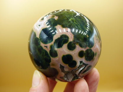 Sphère de jaspe océanique orbiculaire XXL à 8 veines, qualité AAA, vert et rouge - Pierre précieuse naturelle aux vertus curatives, cristal décoratif, cadeau idéal pour lui/elle, homme/femme, énergie, rare