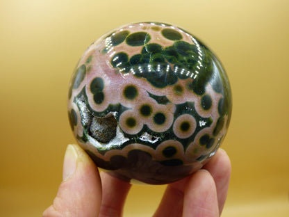 Sphère de jaspe océanique orbiculaire XXL à 8 veines, qualité AAA, vert et rouge - Pierre précieuse naturelle aux vertus curatives, cristal décoratif, cadeau idéal pour lui/elle, homme/femme, énergie, rare