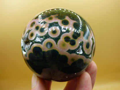 Sphère de jaspe océanique orbiculaire XXL à 8 veines, qualité AAA, vert et rouge - Pierre précieuse naturelle aux vertus curatives, cristal décoratif, cadeau idéal pour lui/elle, homme/femme, énergie, rare