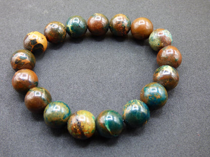 Bracelet en perles d'opale de 12 mm - Pierre précieuse *Unique* Pierre de guérison naturelle Cristal Chakra Cadeau rare pour hommes et femmes, Multicolore, Rouge, Bleu