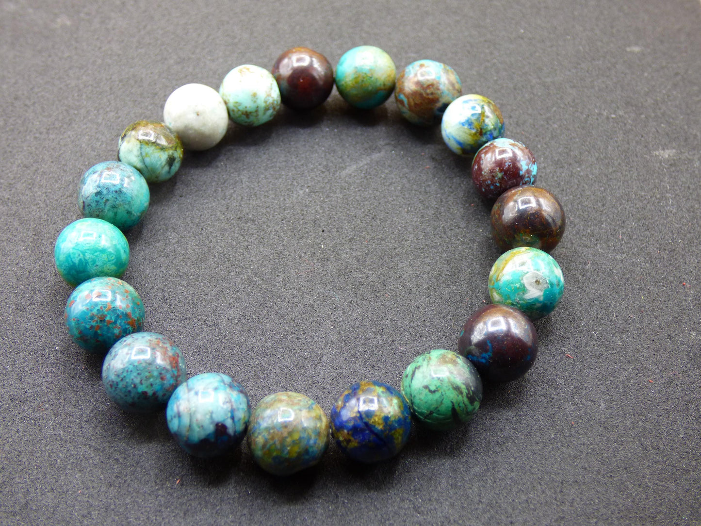 Azurite Chrysocoll - gemstone stretch bracelet blue green natural healing stone crystal rarity gift man woman sister brother mother him she