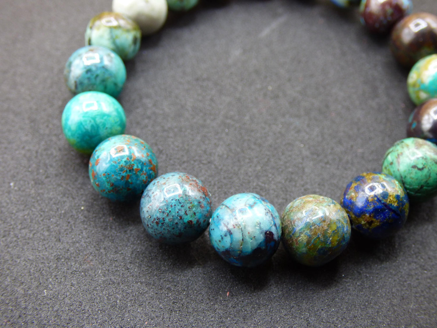 Azurite Chrysocoll - gemstone stretch bracelet blue green natural healing stone crystal rarity gift man woman sister brother mother him she