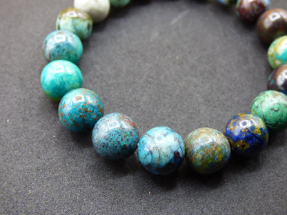 Azurite Chrysocoll - gemstone stretch bracelet blue green natural healing stone crystal rarity gift man woman sister brother mother him she