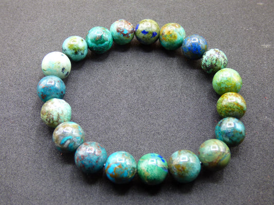 Azurite Chrysocoll - Bracelet extensible en pierres précieuses Bleu Vert Pierre de guérison naturelle Cristal Rareté Cadeau Homme Femme Soeur Frère Mère He Her