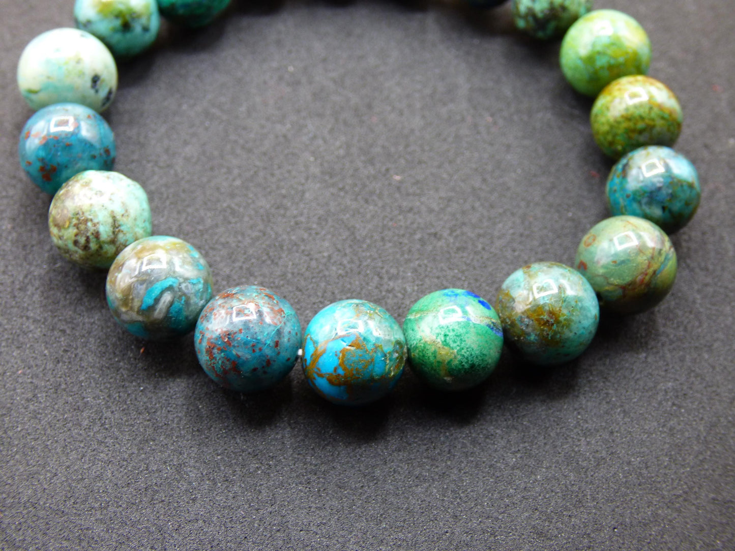 Azurite Chrysocoll - Bracelet extensible en pierres précieuses Bleu Vert Pierre de guérison naturelle Cristal Rareté Cadeau Homme Femme Soeur Frère Mère He Her