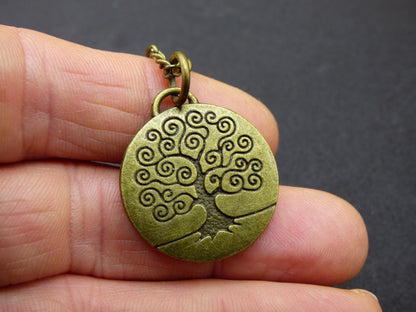 Arbre - Collier en bronze antique - Cadeau pour petite amie, homme, fille, fils, frère, sœur - Pendentif porte-bonheur hippie vintage ethnique