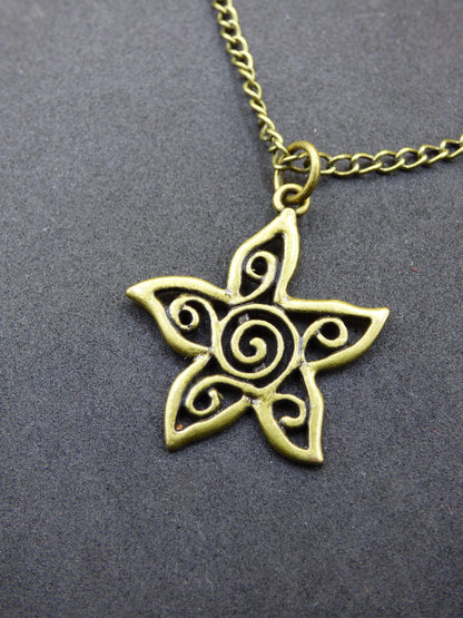 Collier Mandala Étoile de Mer - Bronze Antique - Cadeau pour petite amie, homme/femme, fille, fils, frère/sœur - Pendentif Vintage Hippie Porte-Bonheur