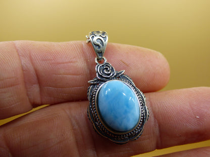 Larimar Un collier de pierres précieuses 925 Sterling Silver Femme Bijoux Noble Antique Vintage Guérison Pierre Rareté Mer Ciel Bleu Cadeau Femme Petite Amie