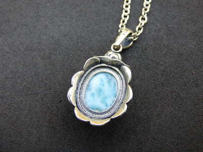 Larimar Un collier de pierres précieuses 925 Sterling Silver Femme Bijoux Noble Antique Vintage Guérison Pierre Rareté Mer Ciel Bleu Cadeau Femme Petite Amie
