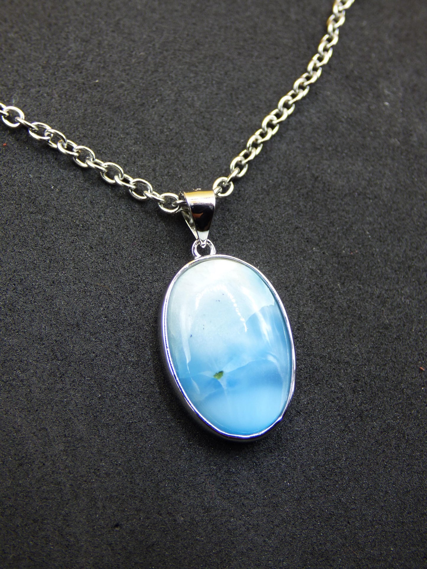 Collier en pierre précieuse Larimar AAA « Atlantis Stone » en argent sterling 925 pour femme, bijou précieux, pierre de guérison naturelle, hippie, rareté, bleu ciel, cadeau