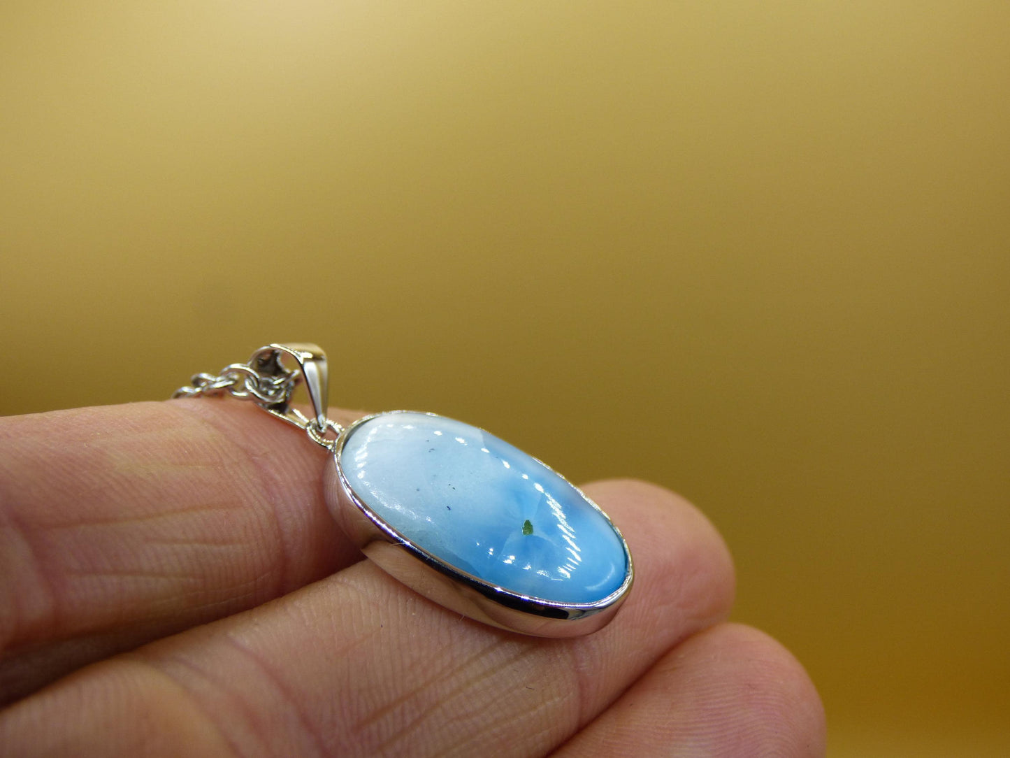 Collier en pierre précieuse Larimar AAA « Atlantis Stone » en argent sterling 925 pour femme, bijou précieux, pierre de guérison naturelle, hippie, rareté, bleu ciel, cadeau