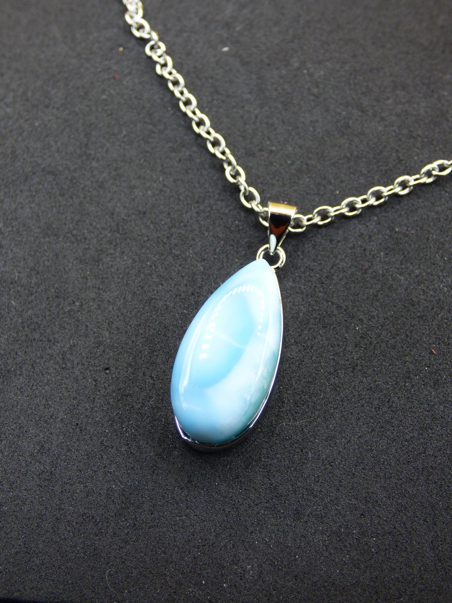 Collier en pierre précieuse Larimar AAA « Atlantis Stone » en argent sterling 925 pour femme, bijou précieux, pierre de guérison naturelle, hippie, rareté, bleu ciel, cadeau