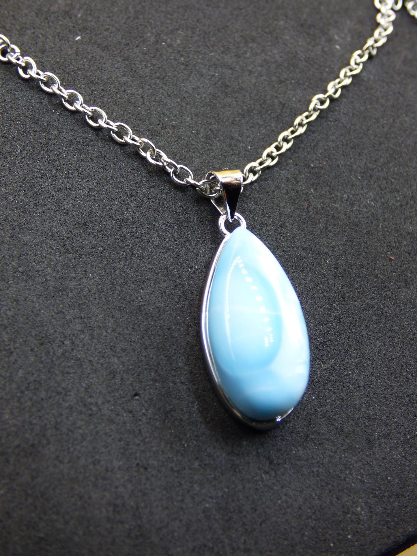 Collier en pierre précieuse Larimar AAA « Atlantis Stone » en argent sterling 925 pour femme, bijou précieux, pierre de guérison naturelle, hippie, rareté, bleu ciel, cadeau