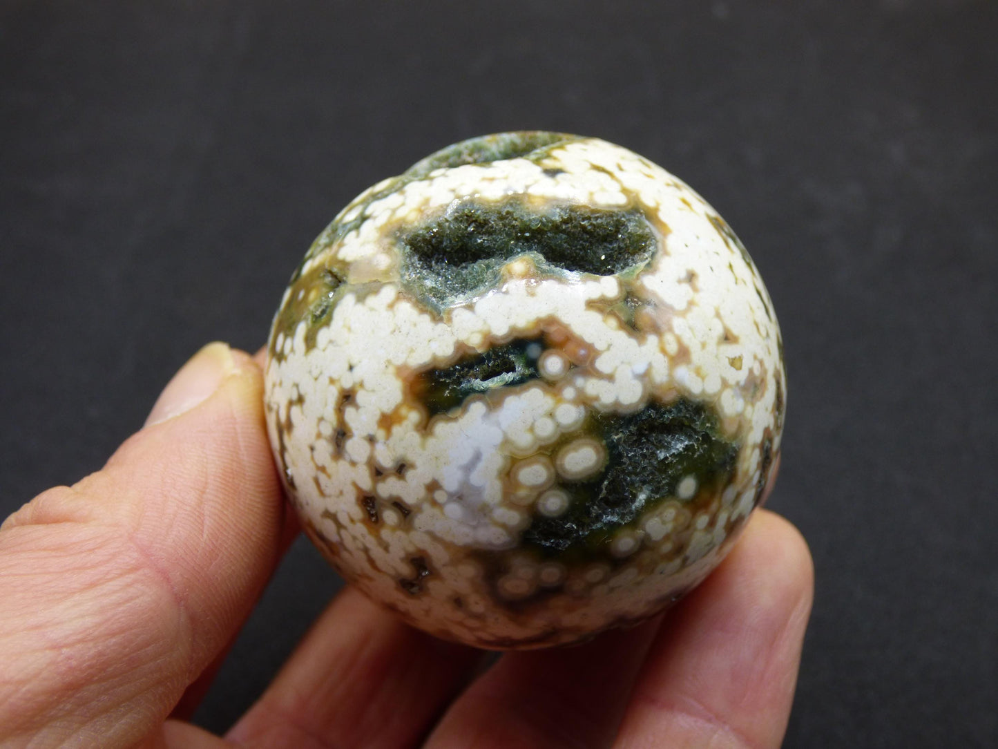 8 Adern Ocean Jaspis Orbicular grün gelb weiß Edelstein Kugel Rarität Natur Heilstein Deko Kristall Geschenk Er Sie Mann Frau Energie Selten