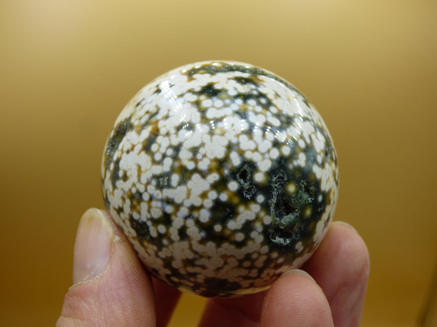 8 Adern Ocean Jaspis Orbicular grün gelb weiß Edelstein Kugel Rarität Natur Heilstein Deko Kristall Geschenk Er Sie Mann Frau Energie Selten