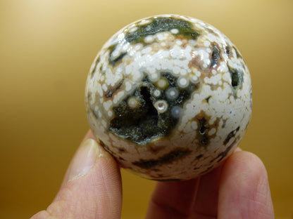 8 Adern Ocean Jaspis Orbicular grün gelb weiß Edelstein Kugel Rarität Natur Heilstein Deko Kristall Geschenk Er Sie Mann Frau Energie Selten