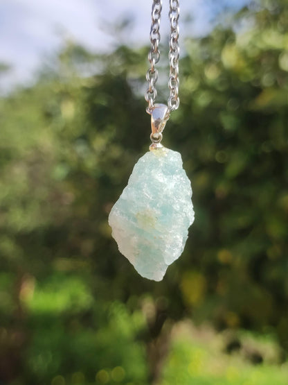 Aquamarin roh 925 Sterling Silber Edelstein Kette blau Rarität Natur Heilstein Kristall Anhänger Mann Frau Er Sie Bruder Geschenk Freund