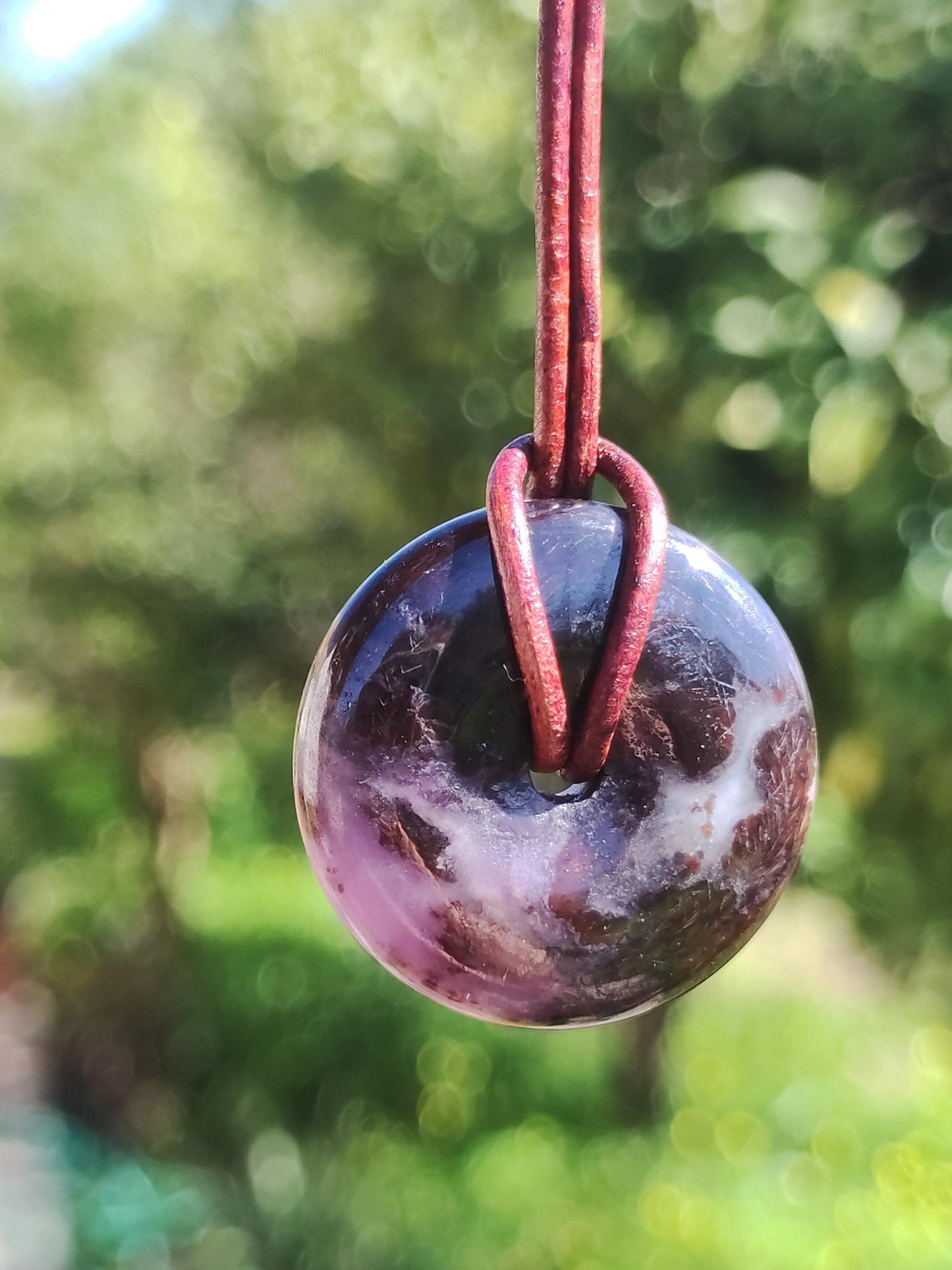 Sugilite protection donut gemstone crystal healing stone rarity rare collector sugilite purple pendant round gift man woman he her friend violet