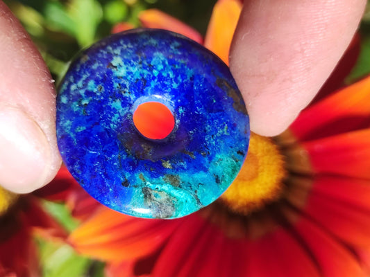 Azurite - malachite - chrysocolle bleu vert ~ collier pierres précieuses HIPPIE GOA Boho Tibet Ethno Nature Donut symbole protecteur pierre de guérison collectionneur homme femme