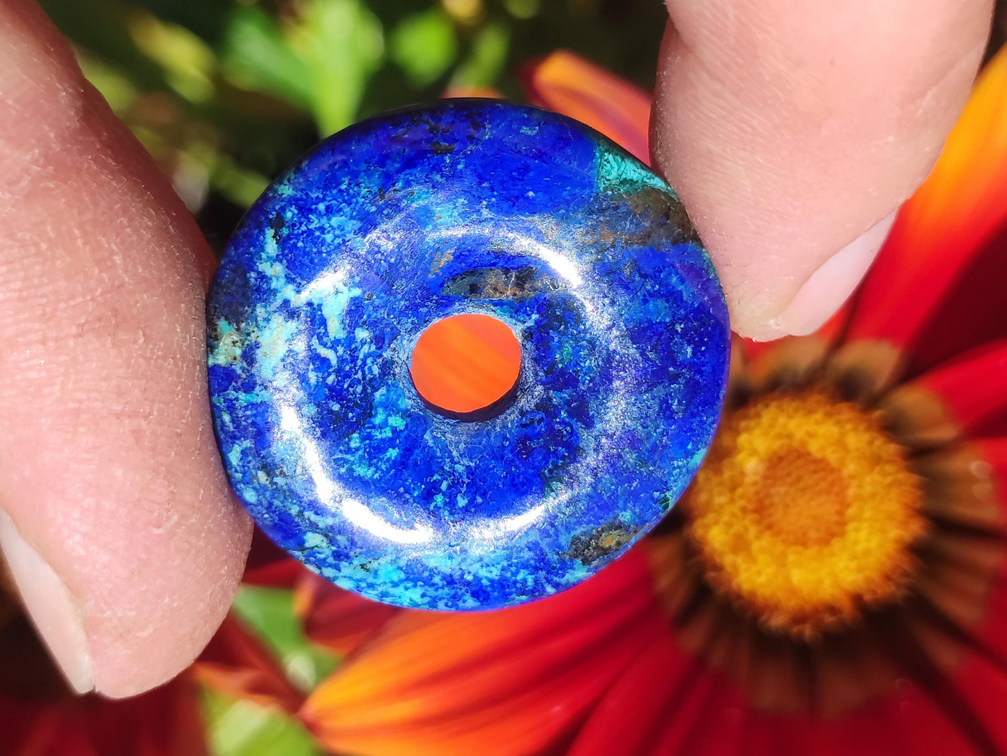 Azurite - malachite - chrysocolle bleu vert ~ collier pierres précieuses HIPPIE GOA Boho Tibet Ethno Nature Donut symbole protecteur pierre de guérison collectionneur homme femme