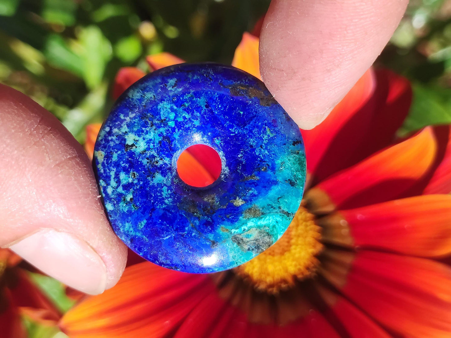 Azurite - malachite - chrysocolle bleu vert ~ collier pierres précieuses HIPPIE GOA Boho Tibet Ethno Nature Donut symbole protecteur pierre de guérison collectionneur homme femme