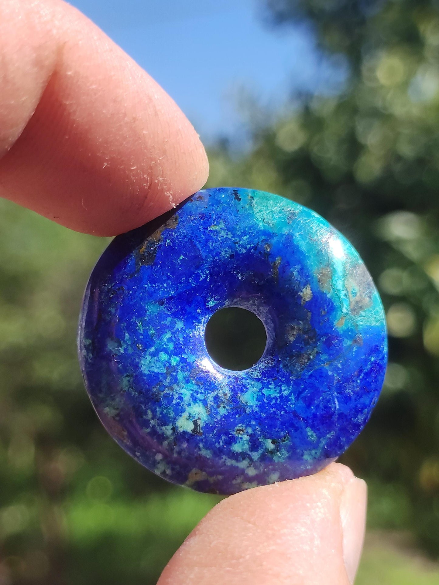 Azurite - malachite - chrysocolle bleu vert ~ collier pierres précieuses HIPPIE GOA Boho Tibet Ethno Nature Donut symbole protecteur pierre de guérison collectionneur homme femme