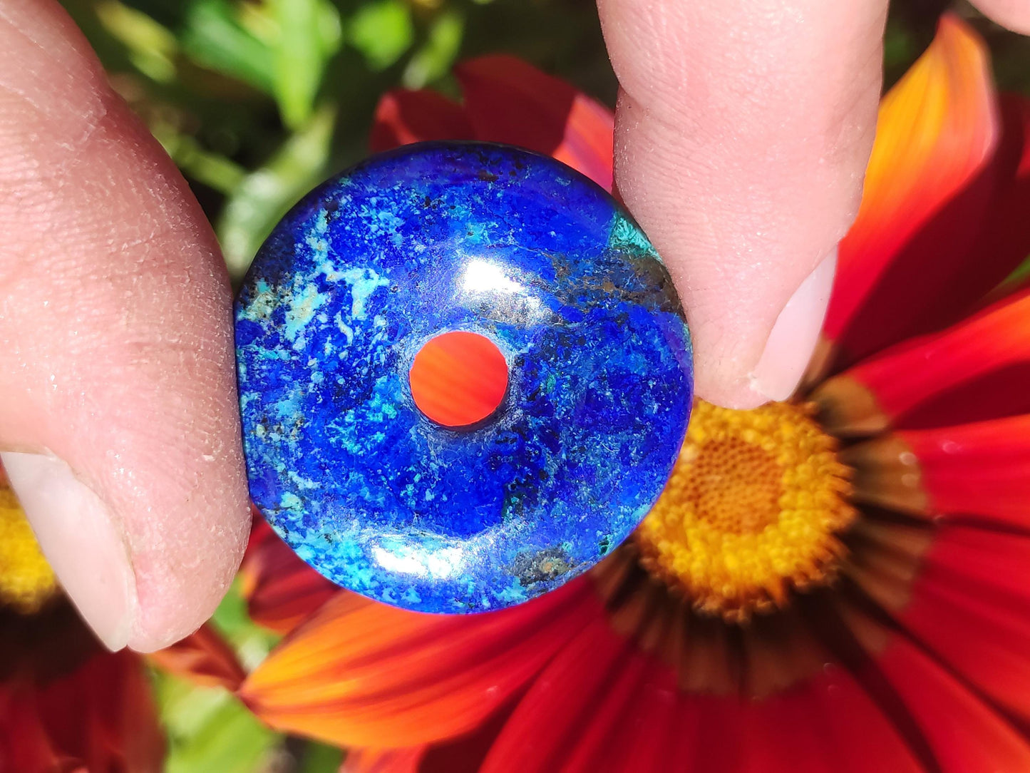 Azurite - malachite - chrysocolle bleu vert ~ collier pierres précieuses HIPPIE GOA Boho Tibet Ethno Nature Donut symbole protecteur pierre de guérison collectionneur homme femme
