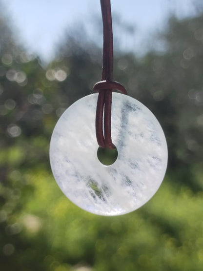 Aquamarine ~ Gemstone Donut Necklace Blue Rarity Natural Healing Stone Crystal Pendant Man Woman Child He She Brother Sister Gift Quality