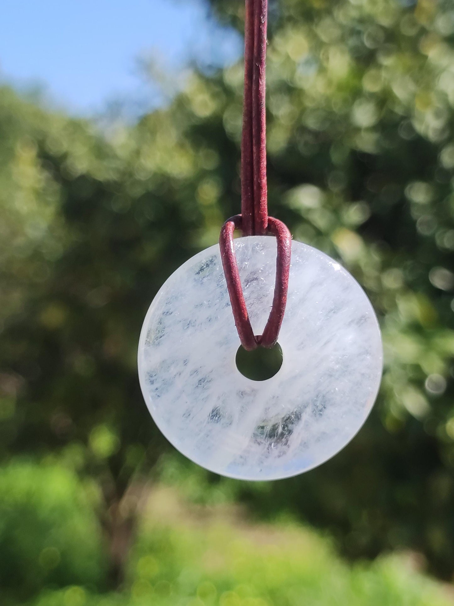 Aquamarine ~ Gemstone Donut Necklace Blue Rarity Natural Healing Stone Crystal Pendant Man Woman Child He She Brother Sister Gift Quality