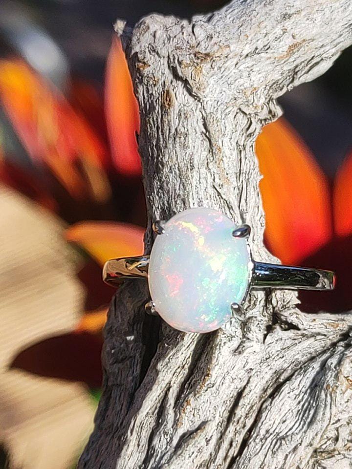 Ethiopian Opal AAA - 925 Silber Ring verstellbar - Edelstein Heilstein Energie Kraft Vintage Frauen Ring Hochwertig Geschenk Sie Frau Mutter