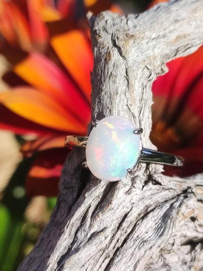 Ethiopian Opal AAA - 925 Silber Ring verstellbar - Edelstein Heilstein Energie Kraft Vintage Frauen Ring Hochwertig Geschenk Sie Frau Mutter