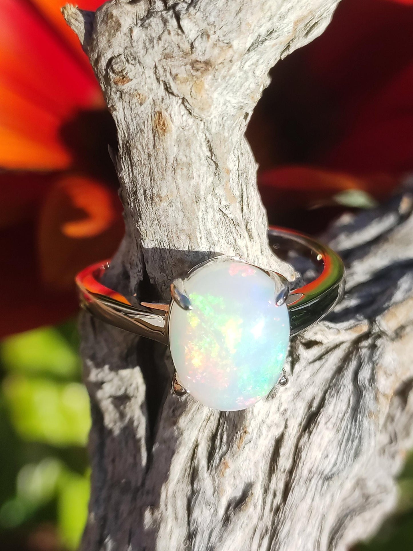 Ethiopian Opal AAA - 925 Silber Ring verstellbar - Edelstein Heilstein Energie Kraft Vintage Frauen Ring Hochwertig Geschenk Sie Frau Mutter