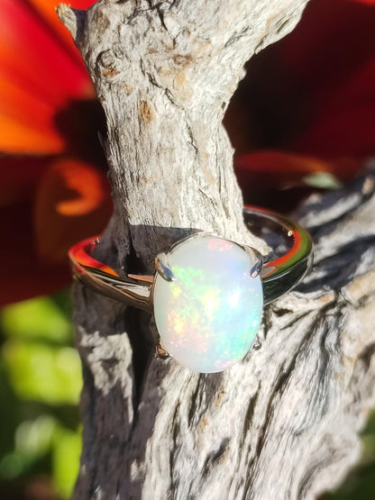 Ethiopian Opal AAA - 925 Silber Ring verstellbar - Edelstein Heilstein Energie Kraft Vintage Frauen Ring Hochwertig Geschenk Sie Frau Mutter