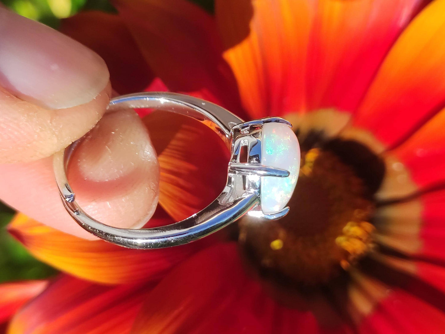 Ethiopian Opal AAA - 925 Silber Ring verstellbar - Edelstein Heilstein Energie Kraft Vintage Frauen Ring Hochwertig Geschenk Sie Frau Mutter