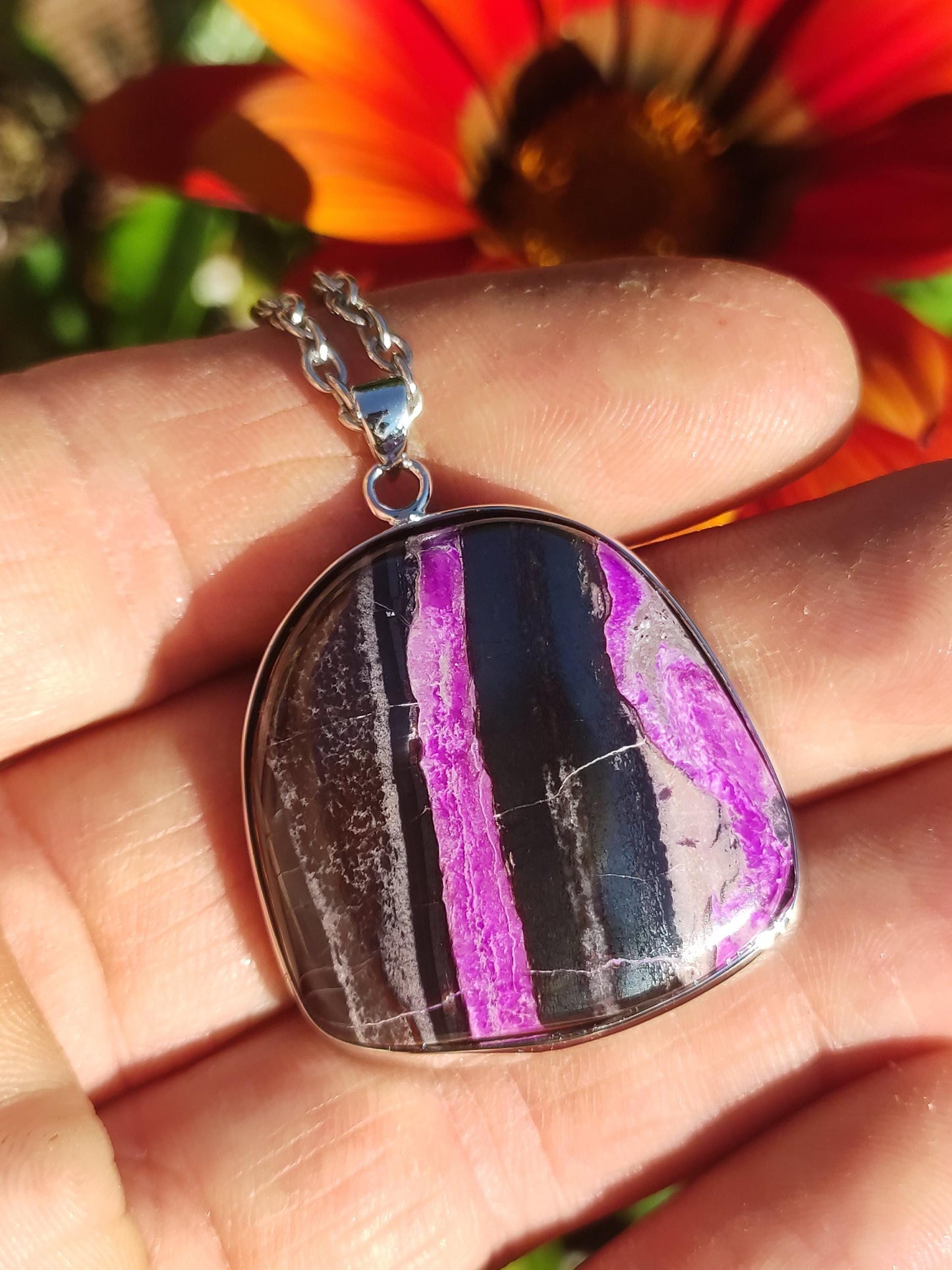 Sugilite / Sugilite incl. 925 silver setting purple gemstone necklace natural healing stone energy rarity man woman him her gift noble high quality
