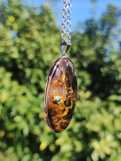 Pietersite or - Collier de pierres précieuses en argent sterling 925 Protection de la nature Rareté Pierre de guérison Cristal Homme Femme Cadeau He She Réflexion chatoyante