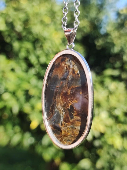 Pietersite or - Collier de pierres précieuses en argent sterling 925 Protection de la nature Rareté Pierre de guérison Cristal Homme Femme Cadeau He She Réflexion chatoyante