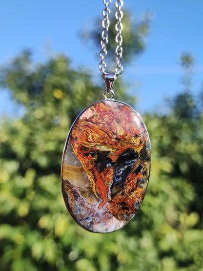 Pietersite or - Collier de pierres précieuses en argent sterling 925 Protection de la nature Rareté Pierre de guérison Cristal Homme Femme Cadeau He She Réflexion chatoyante